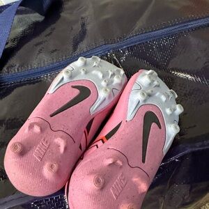 Nike Pink and White Soccer Cleats